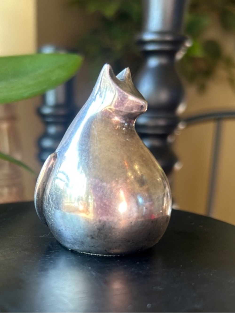Vintage 1970s Dansk Silver Plated Cat Paperweight Gunnar Cyren Design.